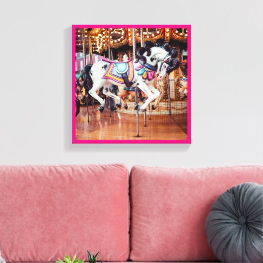Roze Carrousel Paard op de draaimolen Canvas Afdruk (Insitu (Woonkamer))
