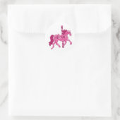 Roze Carrousel Paard Ronde Sticker (Tas)