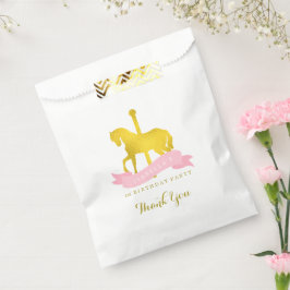 Roze Carrousel Paard Verjaardagsfeest Bedankzakje