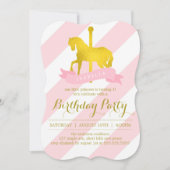 Roze Carrousel Paard Verjaardagsfeest Kaart (Voorkant)