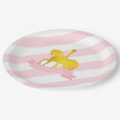 Roze Carrousel Paard Verjaardagsfeest Papieren Bordje (Gekanteld)