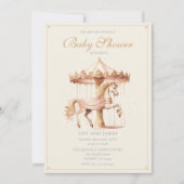  Roze Carrousel Paard Waterverf Baby shower Kaart (Voorkant)