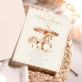  Roze Carrousel Paard Waterverf Baby shower Kaart