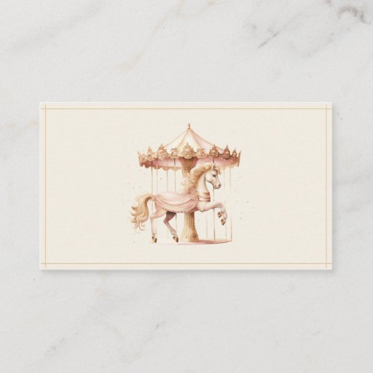  Roze Carrousel Paard Waterverf Luier Raff Informatiekaartje (Achterkant)