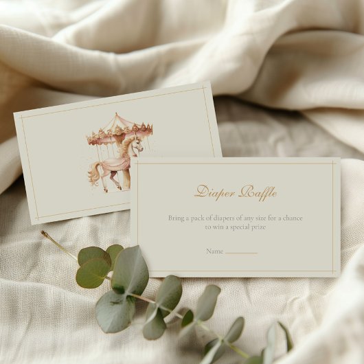  Roze Carrousel Paard Waterverf Luier Raff Informatiekaartje