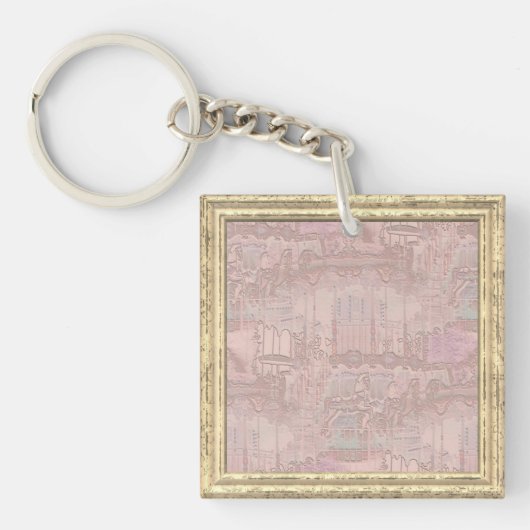 Roze Carrousel Paarden Sleutelhanger (Voorkant)