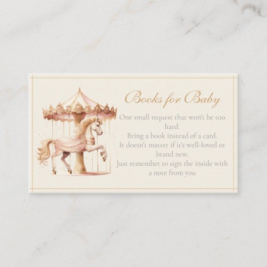  Roze Carrousel Paardenboeken voor Baby Informatiekaartje (Voorkant)