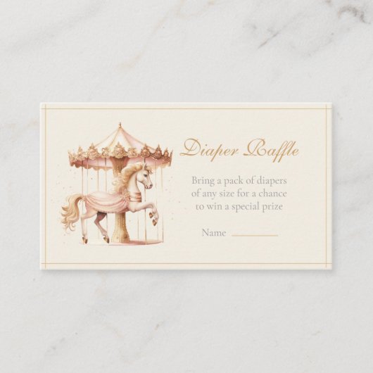 Roze Carrousel Paardenluier Raffle Informatiekaartje (Voorkant)