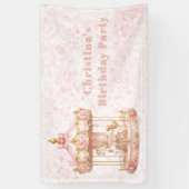 Roze Carrousel Prinses Verjaardagsfeestje Spandoek (Verticaal)