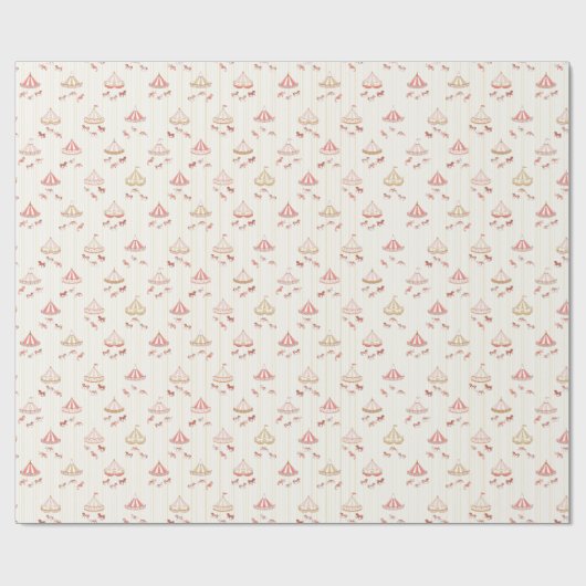 Roze  Carrousel Verpakkingsdocument Cadeaupapier (Vlak)