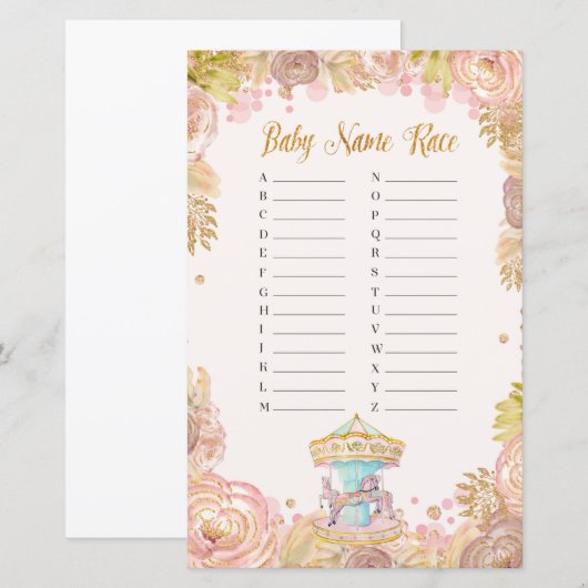 Roze Carrouselnaam Baby Race (Voorkant / Achterkant)