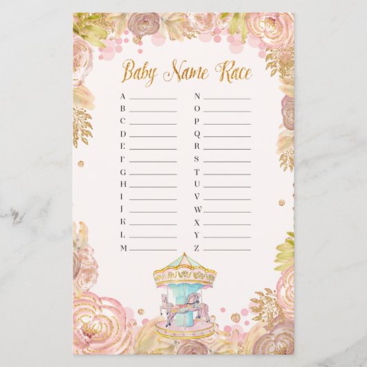 Roze Carrouselnaam Baby Race (Voorkant)