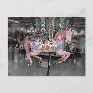 Roze carrouselpaard briefkaart