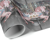 Roze carrouselpaard cadeaupapier (Rol Hoek)