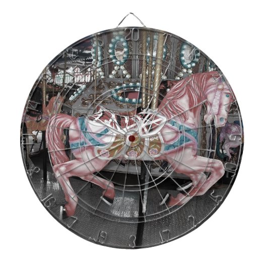 Roze carrouselpaard dartbord (Voorkant)