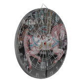 Roze carrouselpaard dartbord (Voorkant Links)