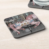 Roze carrouselpaard drankjes onderzetter (Linkerzijde)