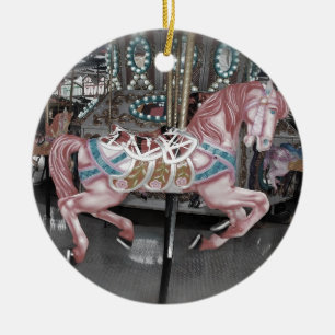Roze carrouselpaard keramisch ornament