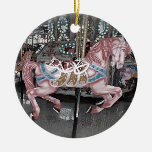 Roze carrouselpaard keramisch ornament (Voorkant)