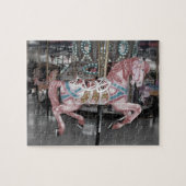 Roze carrouselpaard legpuzzel (Horizontaal)