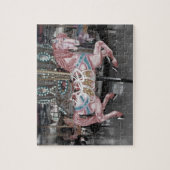 Roze carrouselpaard legpuzzel (Verticaal)