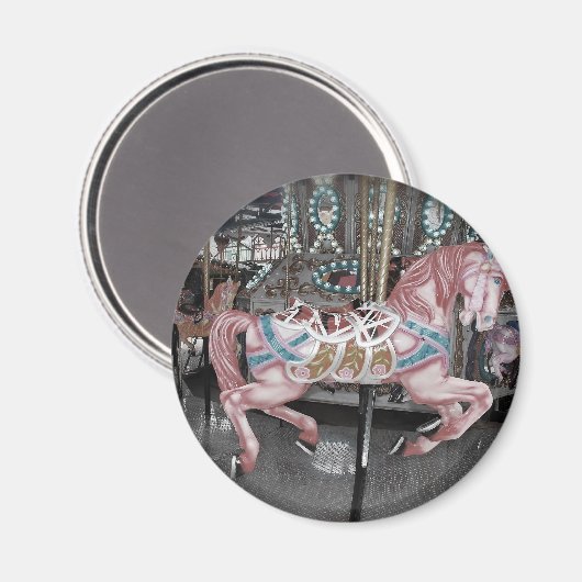 Roze carrouselpaard magneet (Voorkant / Achterkant)