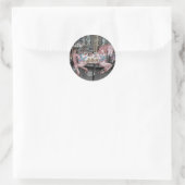 Roze carrouselpaard ronde sticker (Tas)