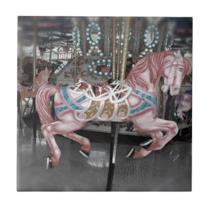 Roze carrouselpaard tegeltje