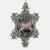 Roze carrouselpaard tin sneeuwvlok ornament (Links)
