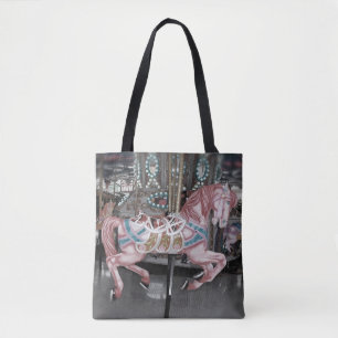 Roze carrouselpaard tote bag