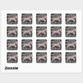 Roze carrouselpaard vierkante sticker (Vel)
