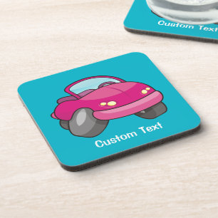 Roze Cartoon Auto Beverage Coaster Bier Onderzetter