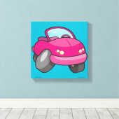 Roze Cartoon Auto Canvas Afdruk (Insitu (Houten vloer))