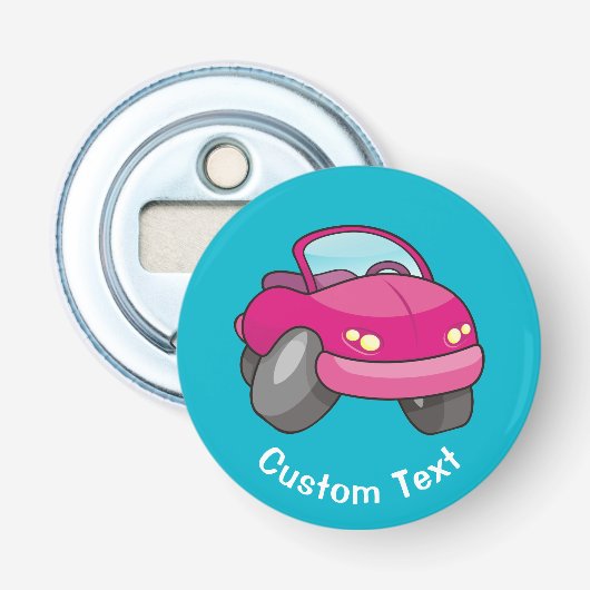 Roze Cartoon Auto flesopening Button Flesopener (Voorkant)