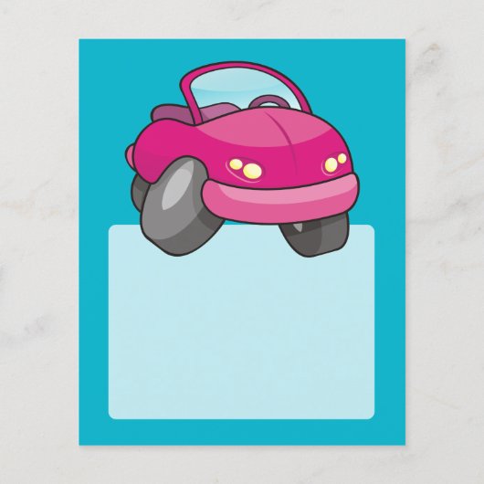Roze Cartoon Auto Flyer (Achterkant)