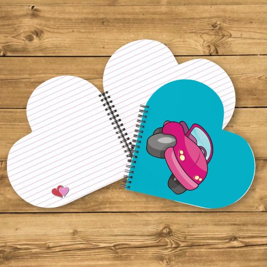 Roze Cartoon Auto Notitieboek