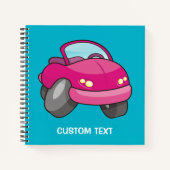 Roze Cartoon Auto Notitieboek (Voorkant)