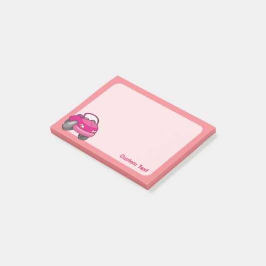 Roze Cartoon Auto Post-it® Notes (Schuin)