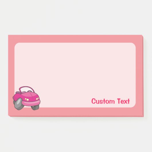 Roze Cartoon Auto Post-it® Notes (Voorkant)