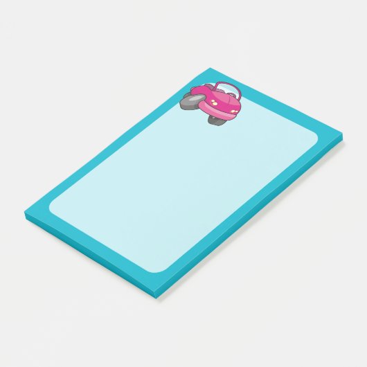 Roze Cartoon Auto Post-it® Notes (Schuin)