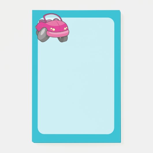 Roze Cartoon Auto Post-it® Notes (Voorkant)