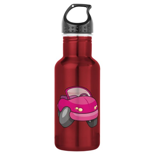 Roze Cartoon Auto Waterfles (Voorkant)