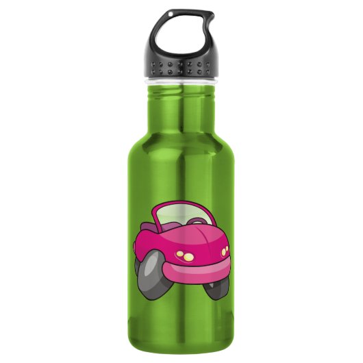 Roze Cartoon Auto Waterfles (Voorkant)