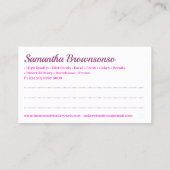 Roze Cartoon Baker Cake Pastry Cook Visitekaartje (Achterkant)