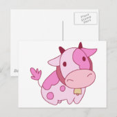 Roze Cartoon Briefkaart (Voorkant / Achterkant)