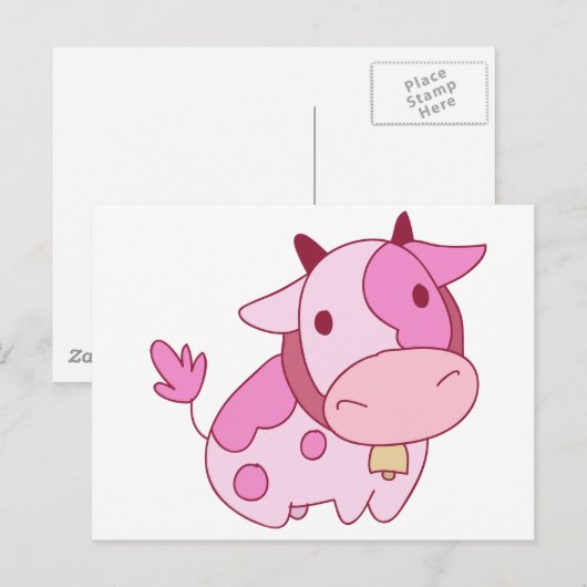 Roze Cartoon Briefkaart (Voorkant / Achterkant)