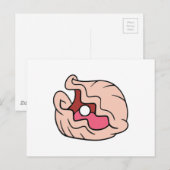 Roze Cartoon Clam met daarin een parel Briefkaart (Voorkant / Achterkant)
