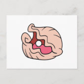 Roze Cartoon Clam met daarin een parel Briefkaart (Voorkant)