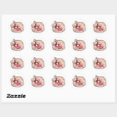 Roze Cartoon Clam met een Parel erin Ronde Sticker (Vel)