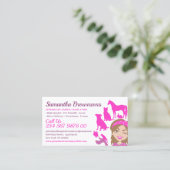 Roze Cartoon Dierentartner Groomer Veterinary Visitekaartje (Staand voorkant)